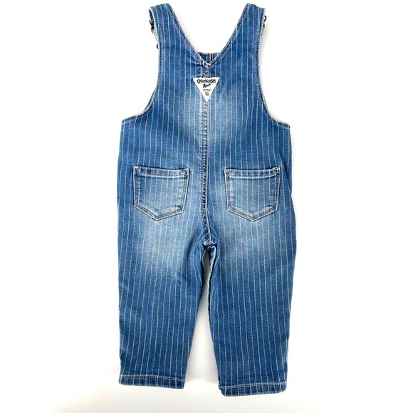 OshKosh B'gosh baby girl overalls multicolor vertical stripes Vestbak snap 9M - Picture 2 of 9